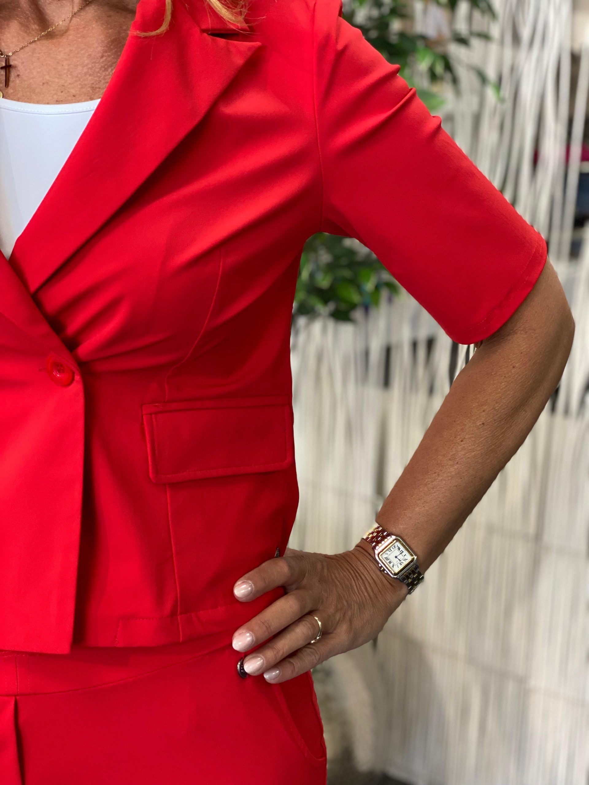 Triple Nine Travelstof Korte Blazer 3903 rood