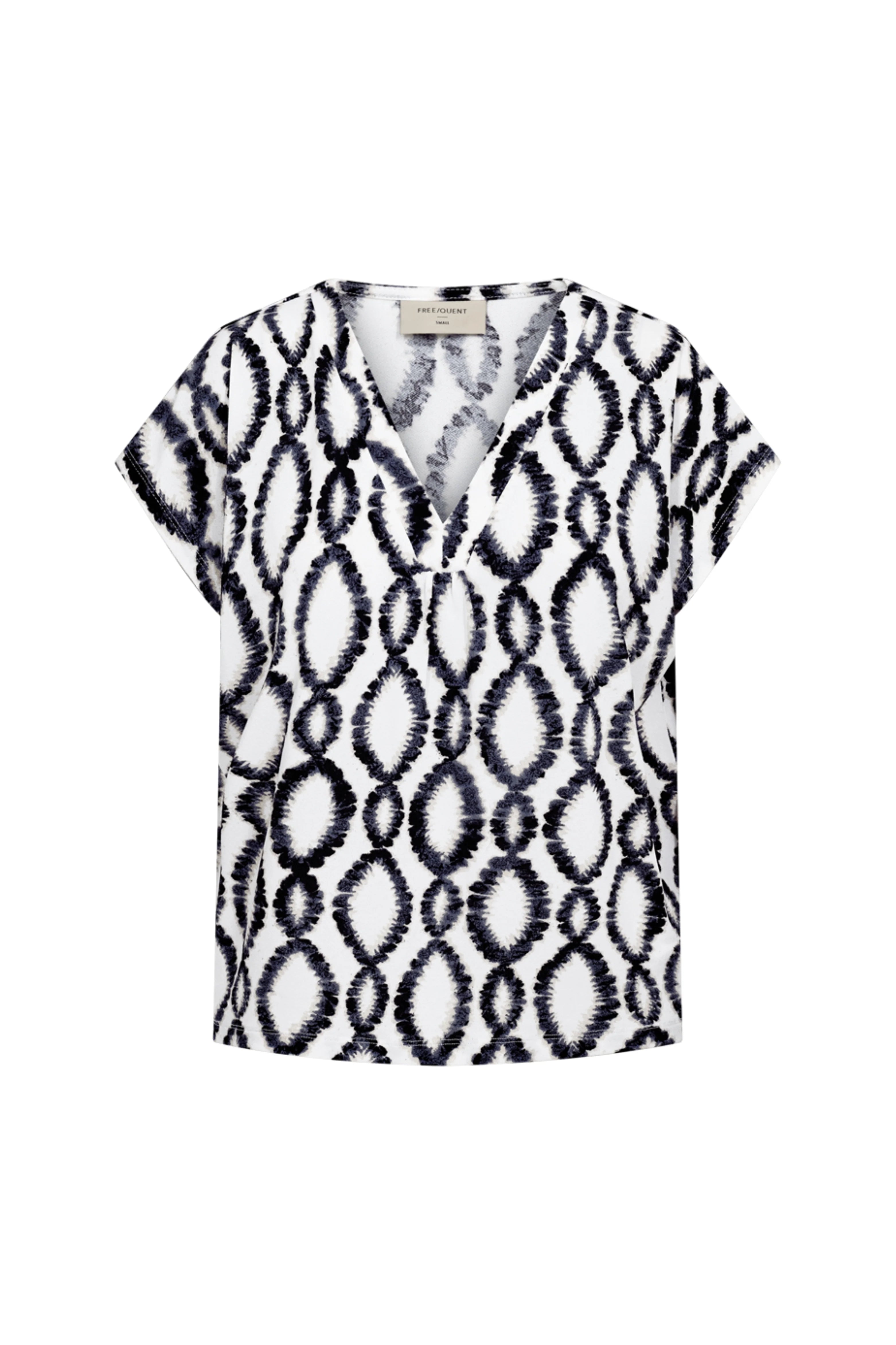 Freequent Floi Tee brilliant white w. black