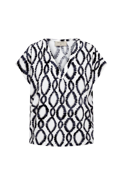 Freequent Floi Tee brilliant white w. black