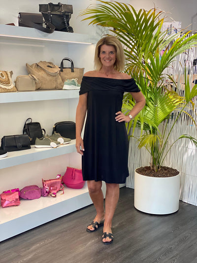 Jurk florijn zwart  off shoulder