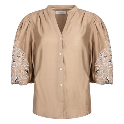 Nukus Rosie Blouse Embroidery camel