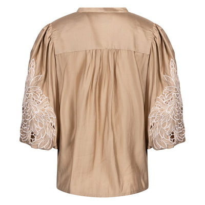 Nukus Rosie Blouse Embroidery camel