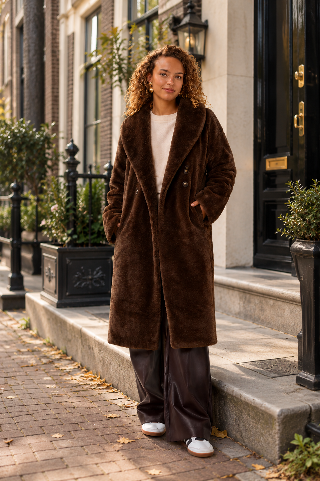 Esqualo Fur Long Coat F26.37521 cacao