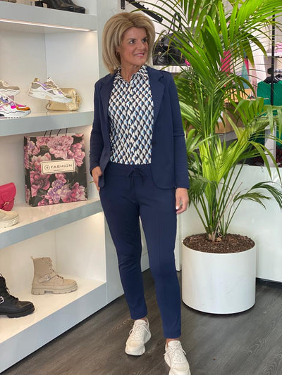 Travelstof blazer 1165 of broek 1501 angelle milan new marine basic