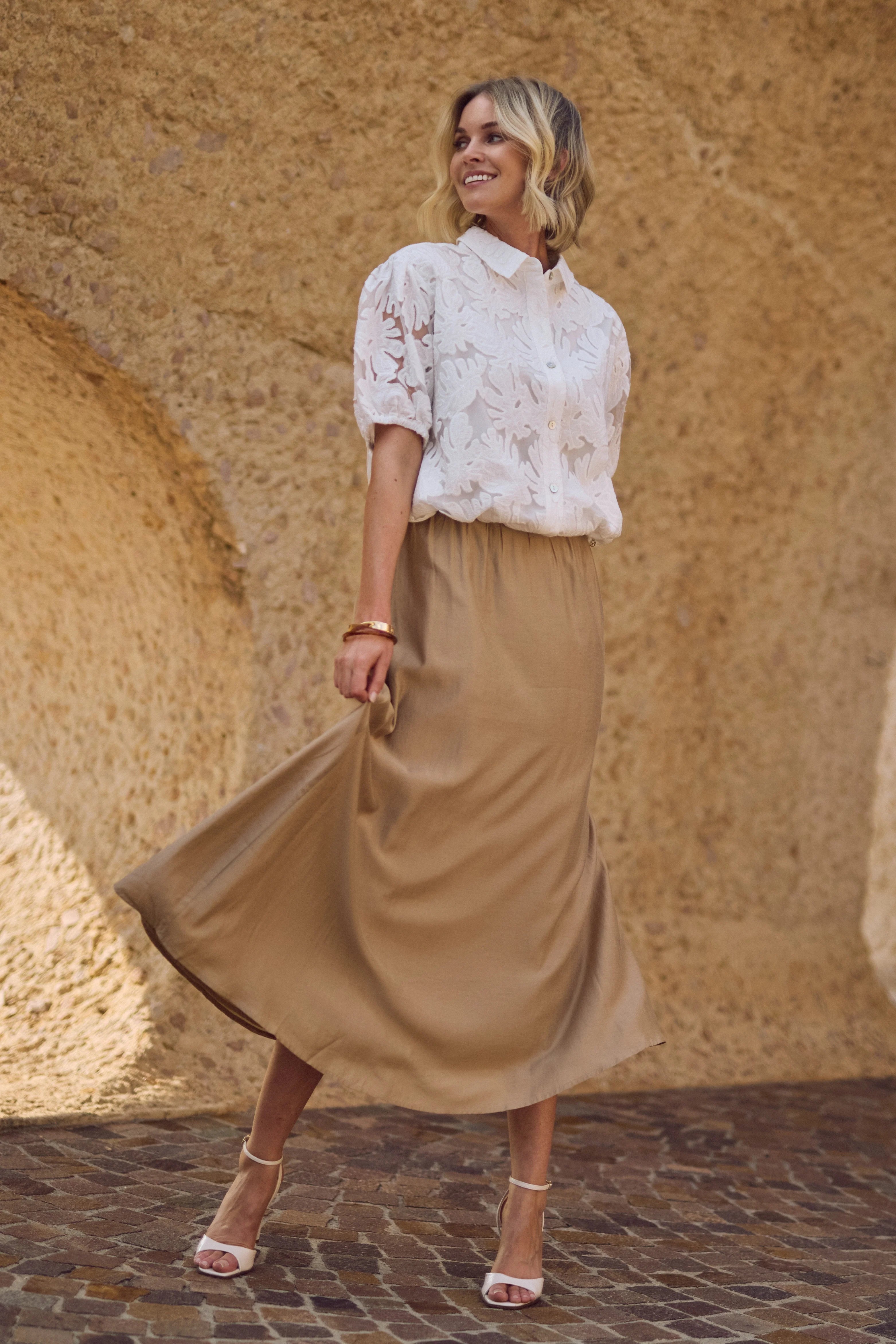 Nukus Berit Blouse Embroidery offwhite