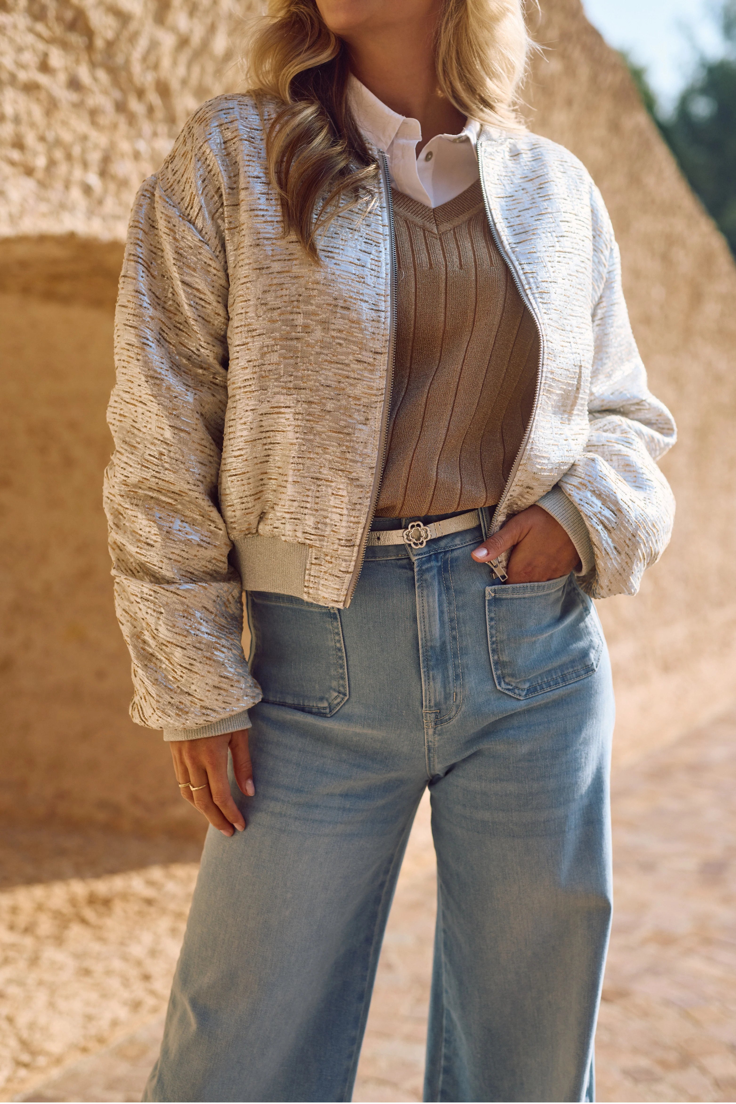 Nukus Babette Bomber silver / camel