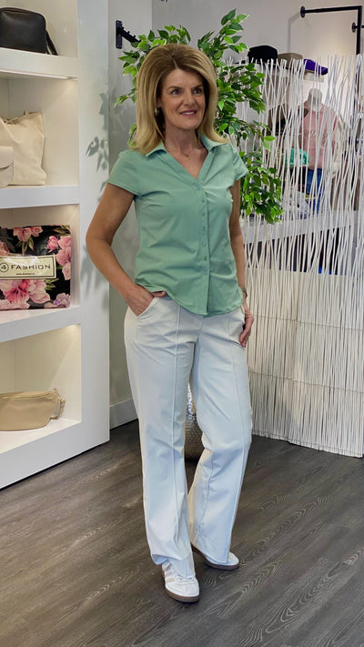 Triple Nine Travelstof Blouse 5907 saliegroen sage green