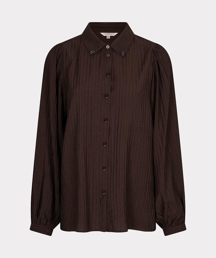 Esqualo Crinkle Blouse cacao brown F26.15505