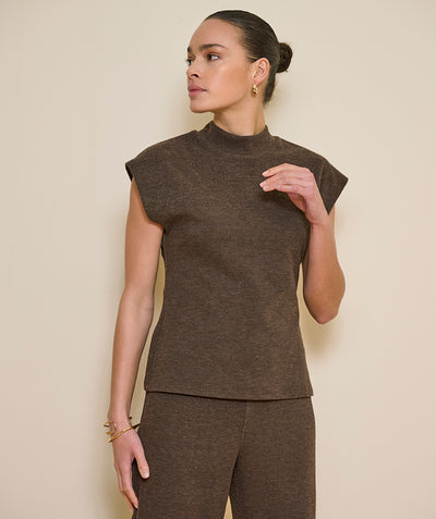 Esuqalo Sleeveless Sweater Mock cacao brown F26.07535