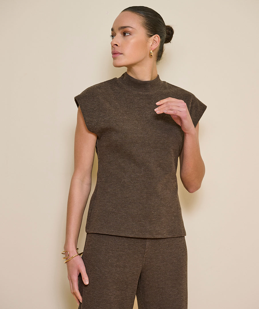Esuqalo Sleeveless Sweater Mock cacao brown F26.07535