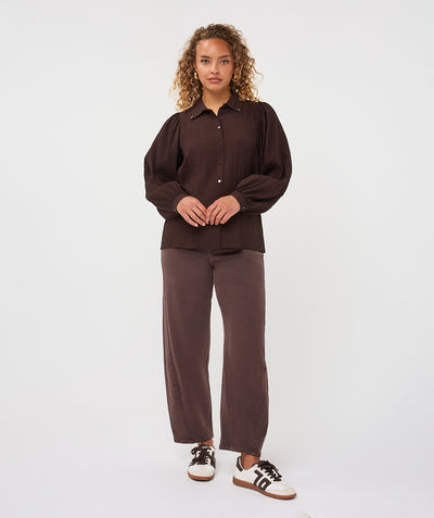 Esqualo Crinkle Blouse cacao brown F26.15505