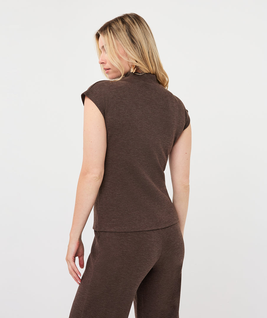Esuqalo Sleeveless Sweater Mock cacao brown F26.07535