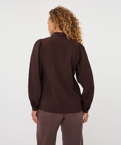 Esqualo Crinkle Blouse cacao brown F26.15505