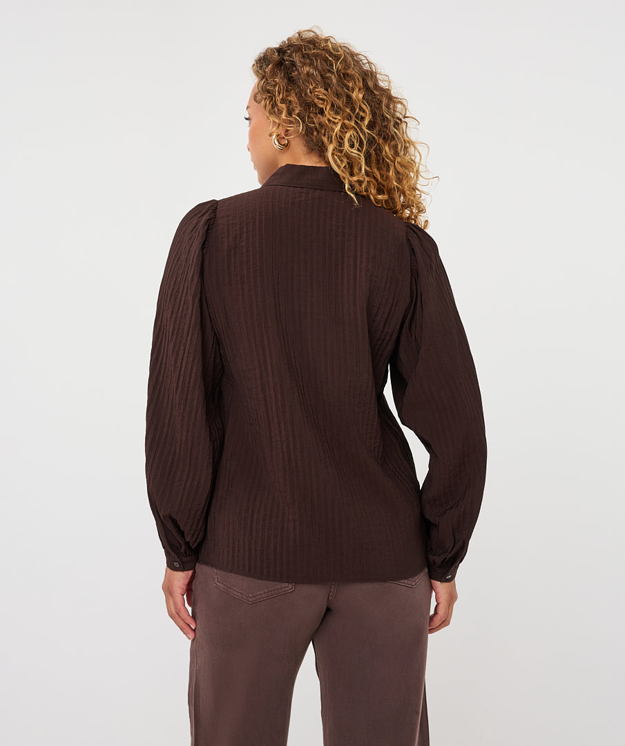 Esqualo Crinkle Blouse cacao brown F26.15505