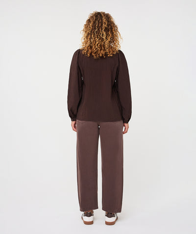 Esqualo Crinkle Blouse cacao brown F26.15505