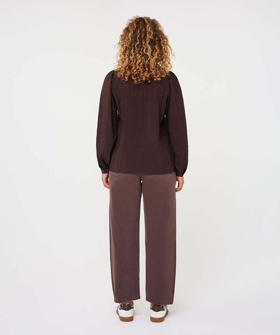 Esqualo Crinkle Blouse cacao brown F26.15505