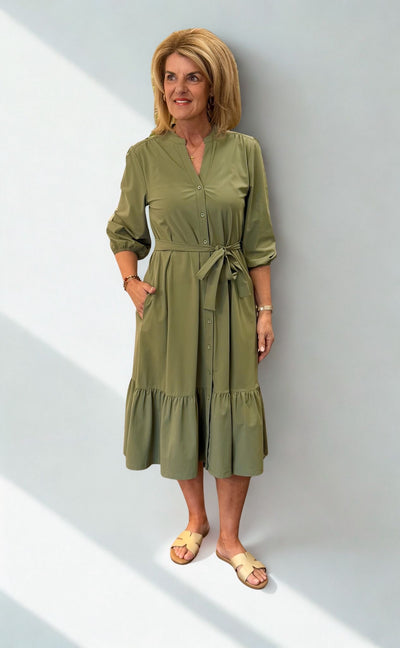 Mi Piace Travelstof Jurk 202808 olive