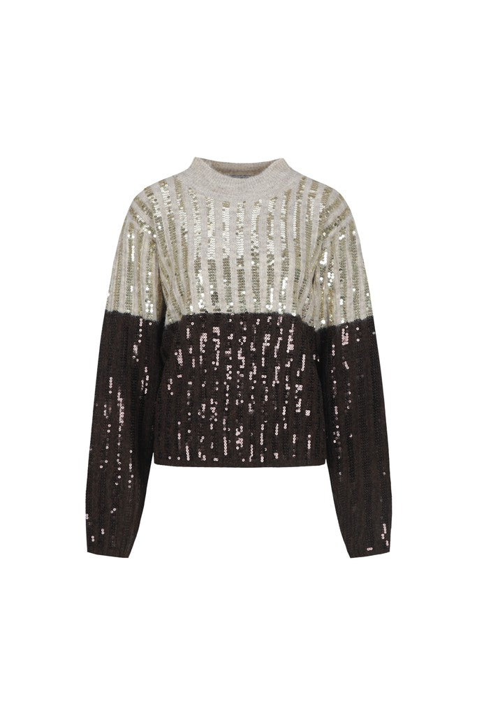Fluresk Avy Knit Sweater khaki/dark chocolate