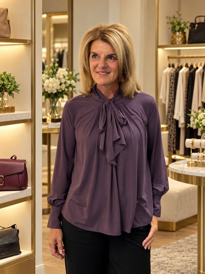 Mi Piace Blouse Bow Light 202774 Plum Perfect