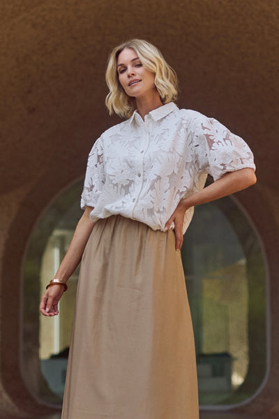 Nukus Berit Blouse Embroidery offwhite