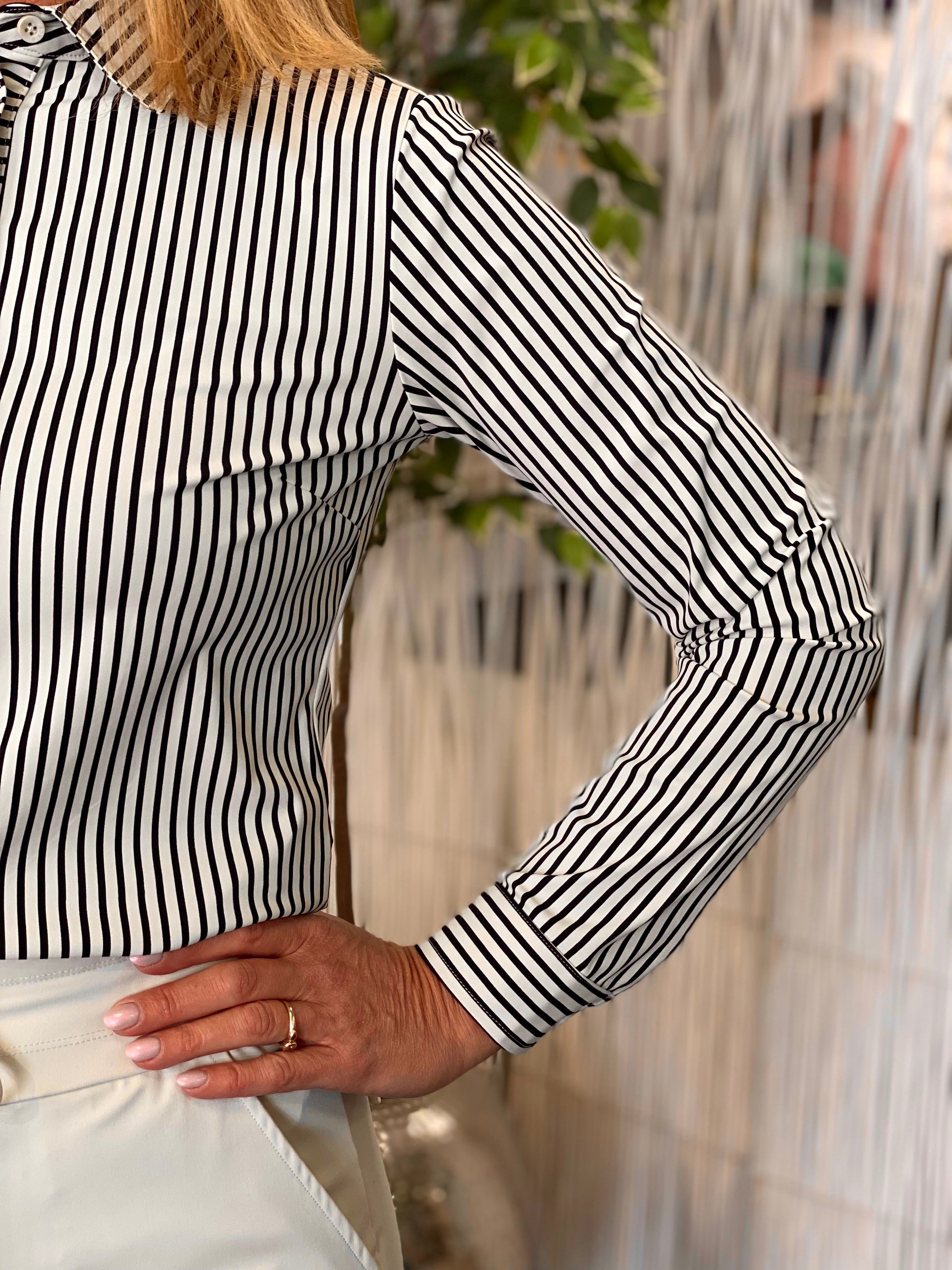 Mi Piace Travelstof Blouse 60840 zwart kit streep