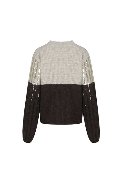 Fluresk Avy Knit Sweater khaki/dark chocolate