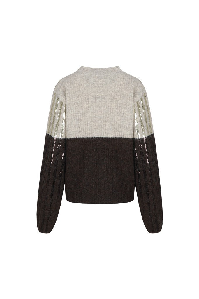 Fluresk Avy Knit Sweater khaki/dark chocolate