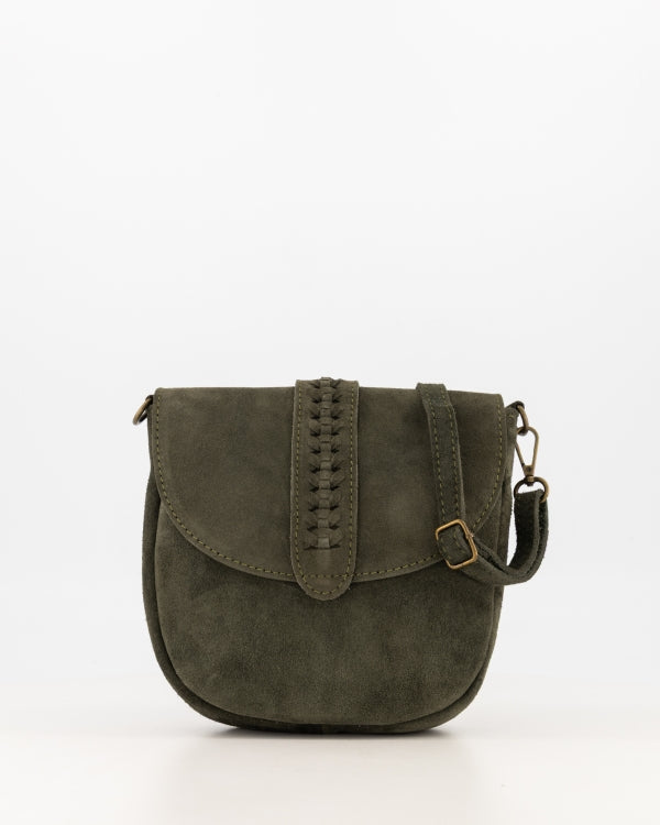 Malta Crossbody Tas Suede T410 olijfgroen