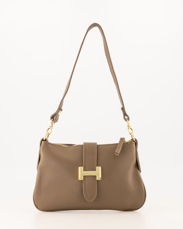 burnley Crossbody Tas Leer Taupe bruin  T336