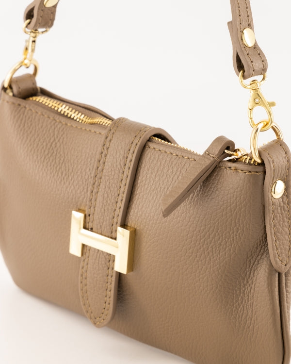 burnley Crossbody Tas Leer Taupe bruin  T336