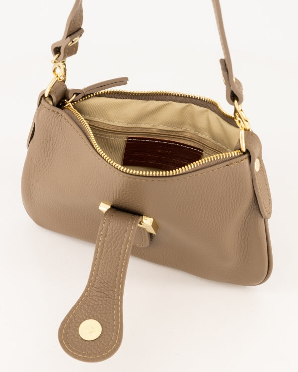 burnley Crossbody Tas Leer Taupe bruin  T336