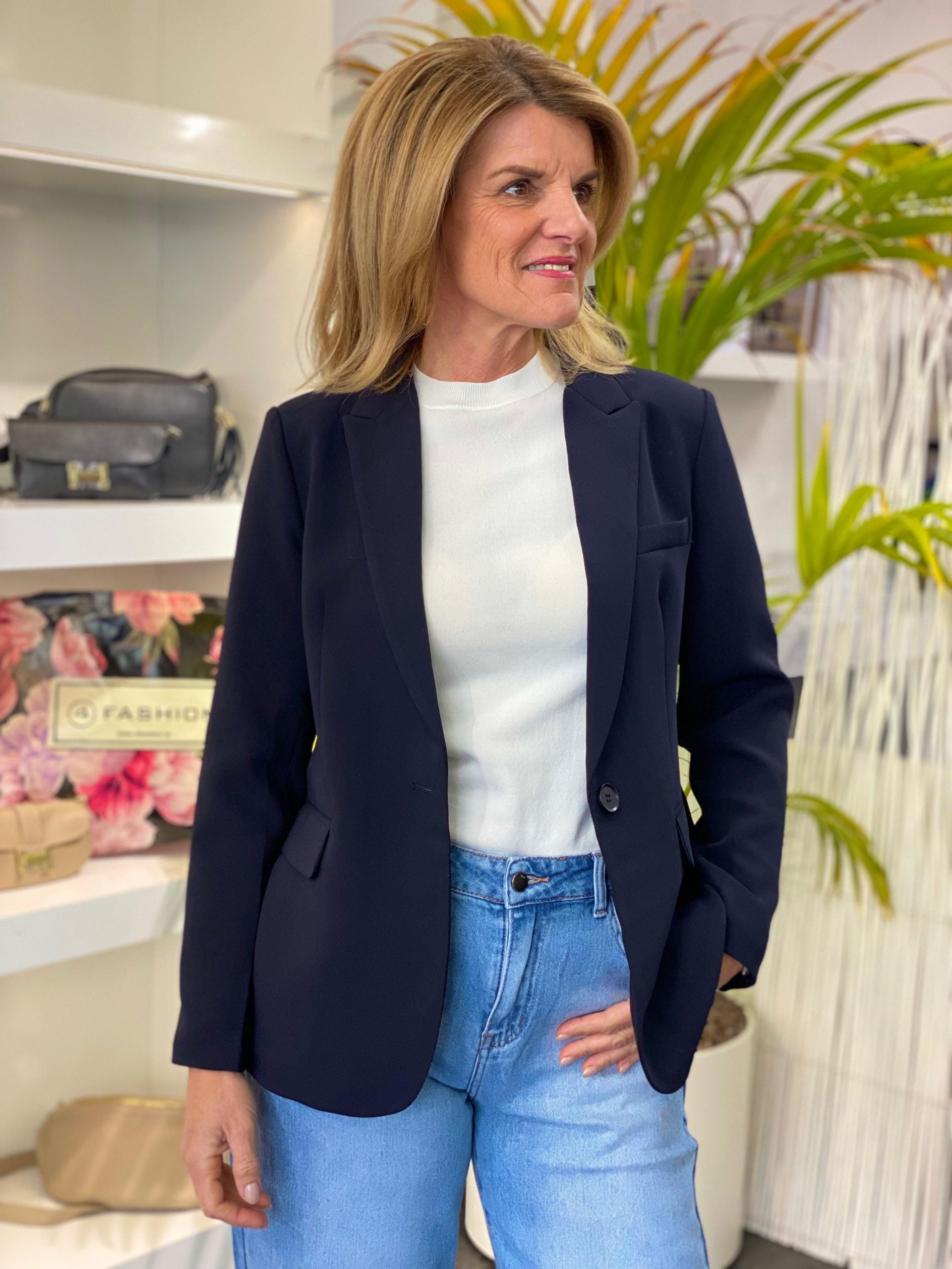 Fashion Halflange Blazer 0404 donkerblauw