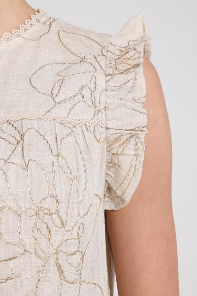 Nukus Lori Top Embroidery sand