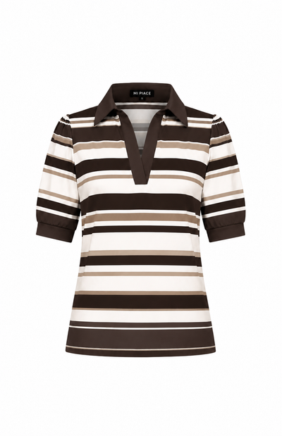 Mi Piace Travel Polo Top 202853 summer stripe print black