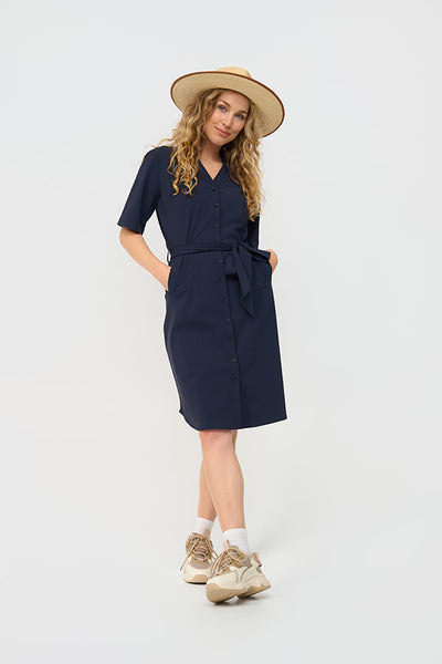 Mi Piace Travelstof Jurk 202807 donker blauw