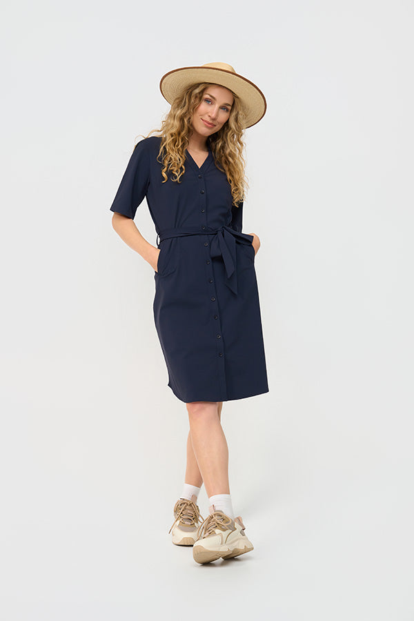 Mi Piace Travelstof Jurk 202807 donker blauw