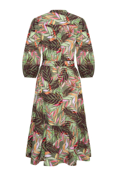 Mi Piace Travelstof Jurk 202808 pencil branches print olive