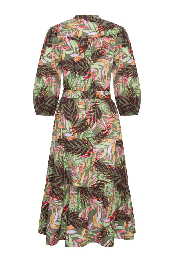 Mi Piace Travelstof Jurk 202808 pencil branches print olive