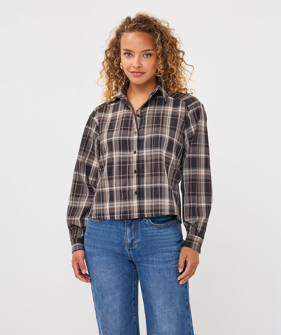 Esqualo Strass Blouse checkered print F26.28513