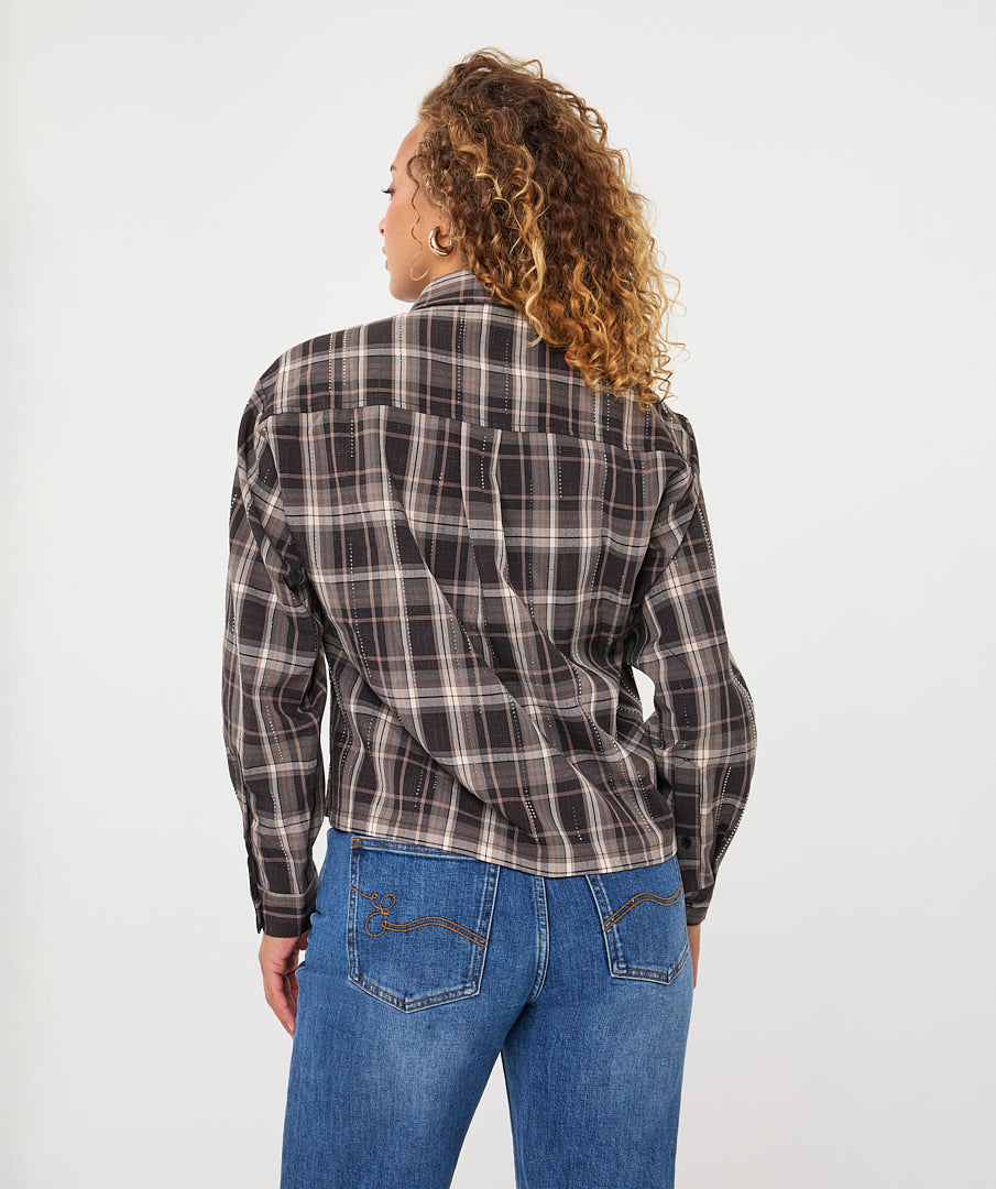 Esqualo Strass Blouse checkered print F26.28513