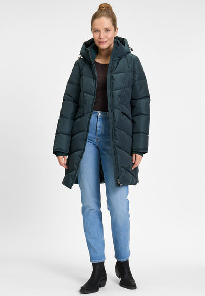 Covered Halflange Winterjas Adele 2 dark petrol