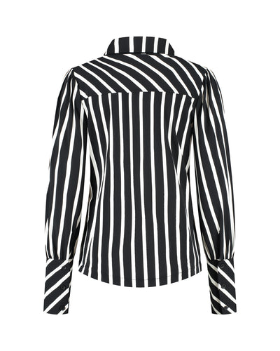 Lady Day Travelstof Bente Blouse black / wool white stripe