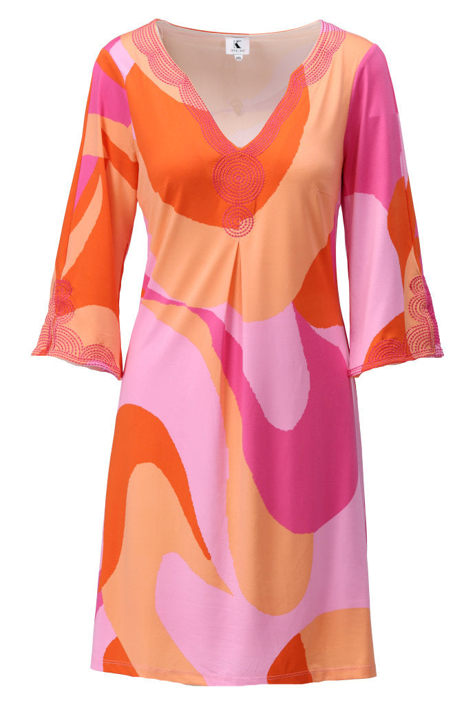 K-Design Jurk met Design C309 P101 oranje roze
