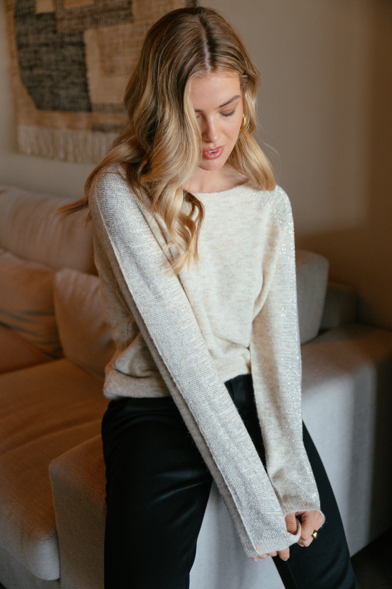 C&S Keira Knit Pullover zand
