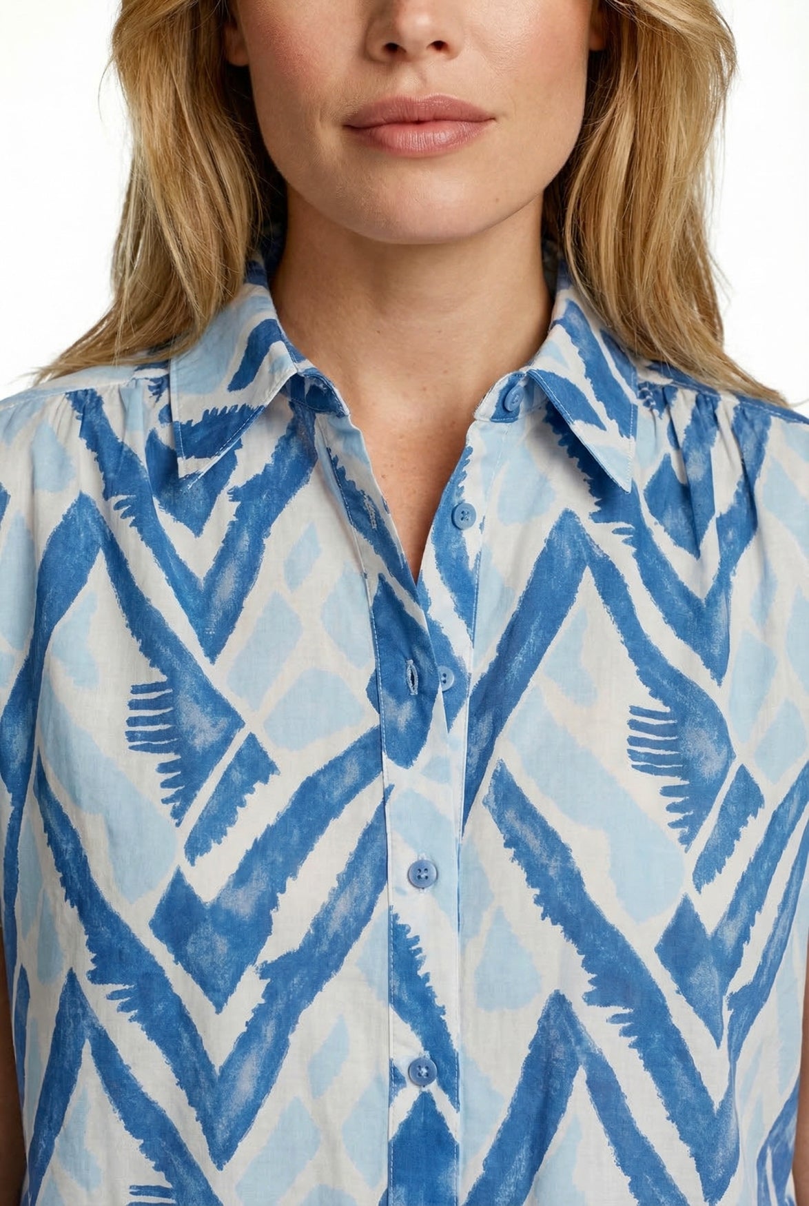 C&S Lene Blouse sand / cornflower blue