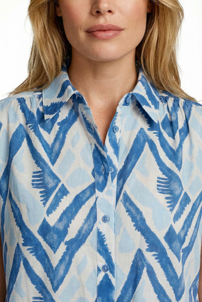 C&S Lene Blouse sand / cornflower blue