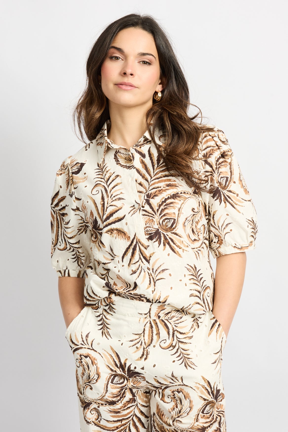 C&S Lucia Blouse offwhite / latte