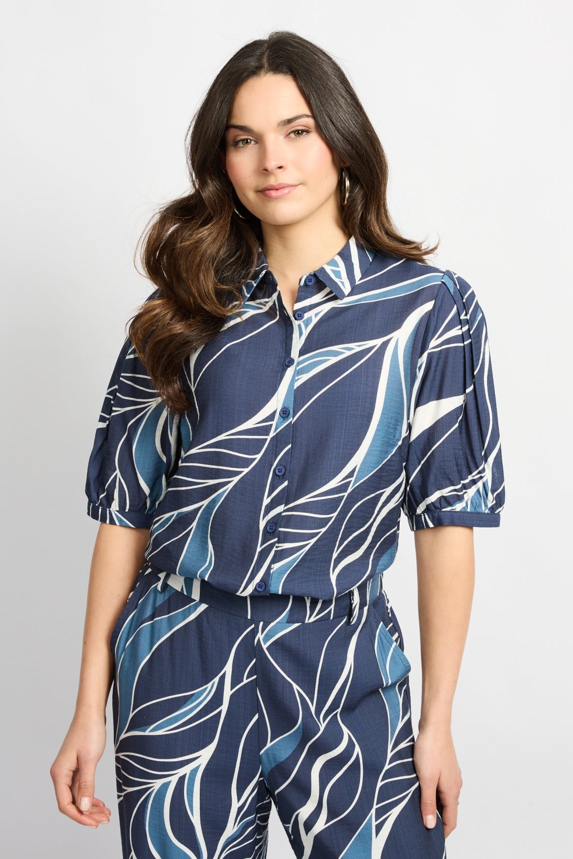 C&S Lisa Blouse dusty blue/light blue