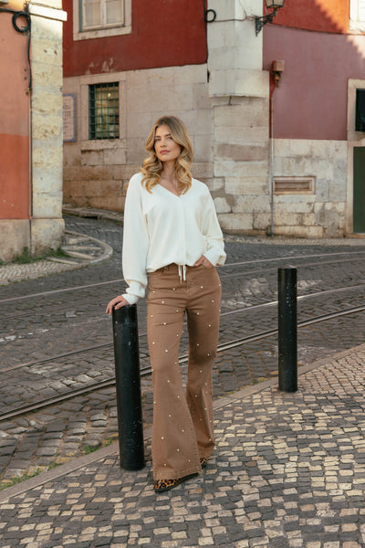 C&S Kiara Knit Cardigan wool white