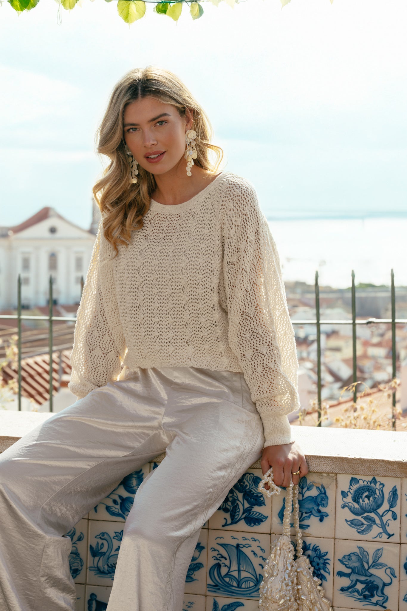 C&S Khloe Knit Pullover wool white